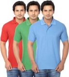 Ansh Fashion Wear Men Regular Fit Polo Neck Solid T-Shirt – Multi