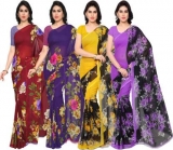 Printed Daily Wear Georgette Saree  (Pack of 4, Multicolor)