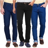 Stylox Men’s Black Blue Slim Fit Jeans (Pack of 3)