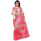SVB Sarees Pink Taffeta Silk Printed Saree Without Blouse Piece