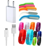 Snaptic USB Travel Charger LED Lamp and Waterproof LED Watch Combo