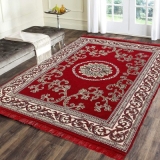 The World Trendz Maroon Cotton Carpet  (138 cm X 213 cm)