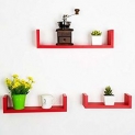 Floating Wall Shelf (Set of 3) in Red Finish by DecorNation