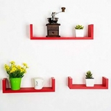 Floating Wall Shelf (Set of 3) in Red Finish by DecorNation